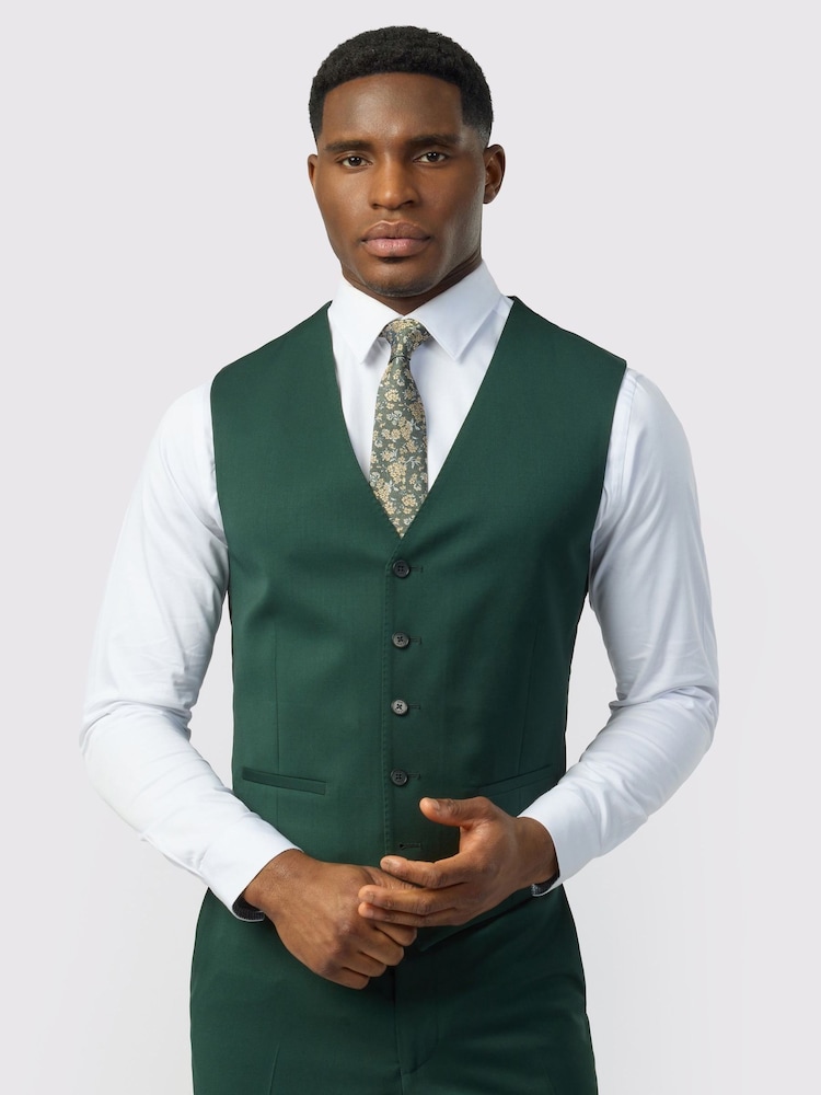 Ted Baker Tailoring Green Twill Waistcoat - Image 1 of 3 Ted Baker Tailoring Green Twill Waistcoat - Image 1 of 3