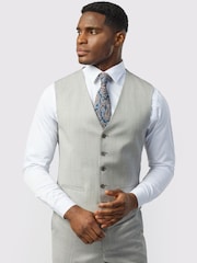 Ted Baker Tailoring Grey Twill Waistcoat - Image 1 of 2