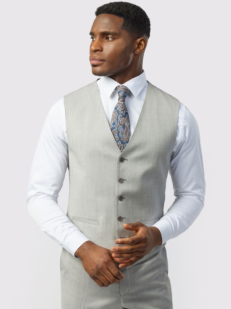 Ted Baker Tailoring Grey Twill Waistcoat - Image 1 of 2