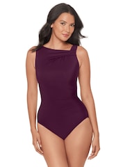 Miraclesuit Purple Rock Solid Avra Hidden Underwire Swimsuit with Firm Tummy Control - Image 4 of 5