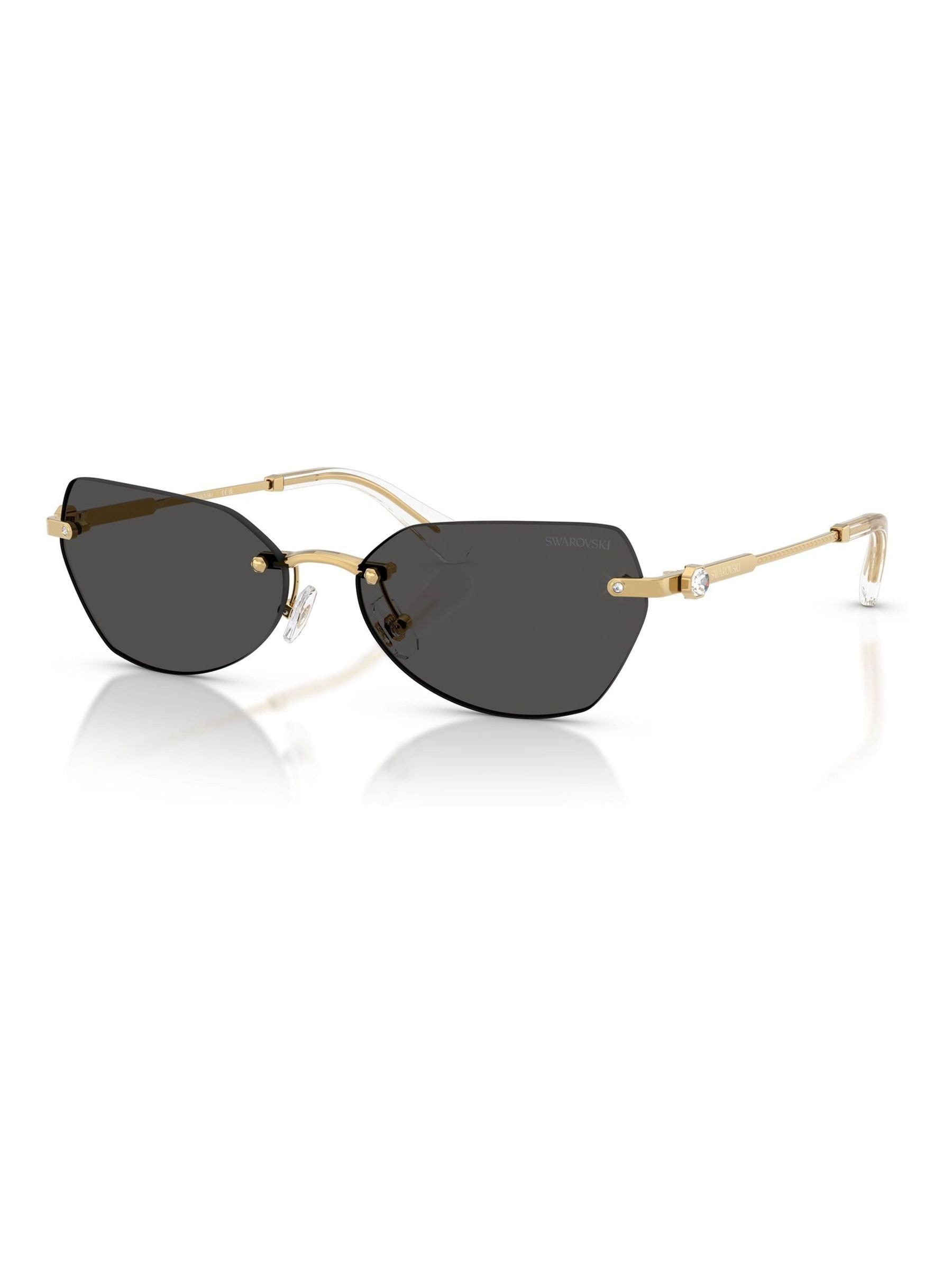Swarovski Grey Woman Sk7038 400487 Sunglasses Metal Gold Geometric Normal - Image 4
