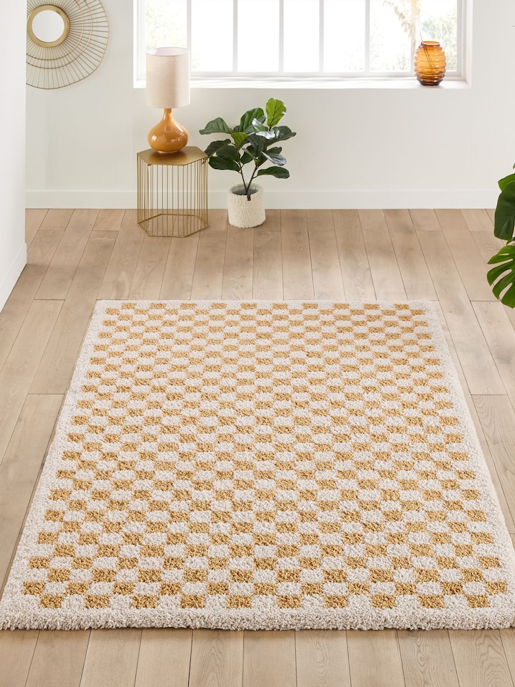 La Redoute Intérieurs Yellow Eras Checkerboard Rug - Image 1 of 4