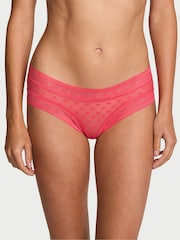 Victoria's Secret Wild Watermelon Pink Cheeky Geo Dot Lace Knickers - Image 1 of 2