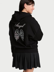 Victoria's Secret Black Angel Fleece Full Zip Hoodie - Image 1 of 2