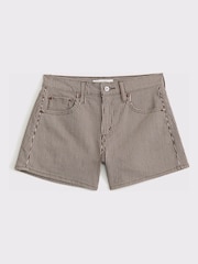 Abercrombie & Fitch Brown Apr4 Classic Mr A-Line Short Railroad Stripe Clean Hem Shorts - Image 6 of 6