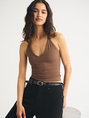 Abercrombie & Fitch Brown Bra Free Snatched Seamless Halter Top - Image 1 of 6