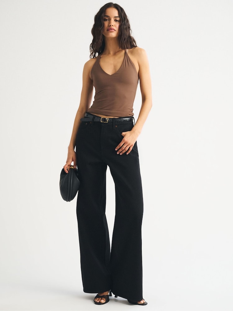 Abercrombie & Fitch Brown Bra Free Snatched Seamless Halter Top - Image 2 of 6