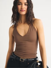Abercrombie & Fitch Brown Bra Free Snatched Seamless Halter Top - Image 3 of 6