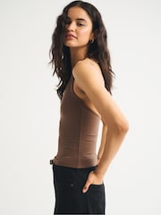 Abercrombie & Fitch Brown Bra Free Snatched Seamless Halter Top - Image 4 of 6