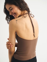 Abercrombie & Fitch Brown Bra Free Snatched Seamless Halter Top - Image 5 of 6
