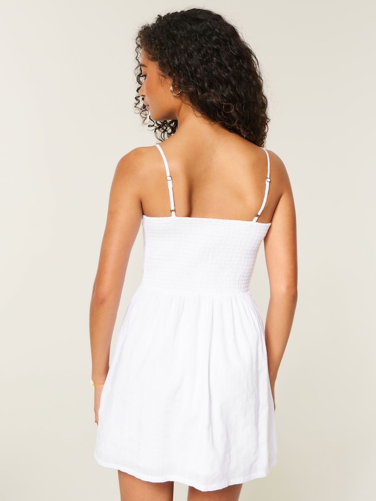 Hollister White Button Through Mini Dress - Image 2 of 3
