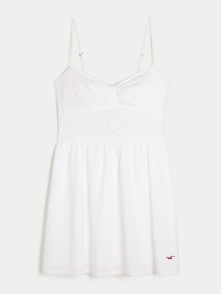 Hollister White Button Through Mini Dress - Image 3 of 3