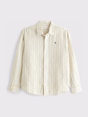 Abercrombie & Fitch Yellow Icon Linen Collared Shirt - Image 5 of 5