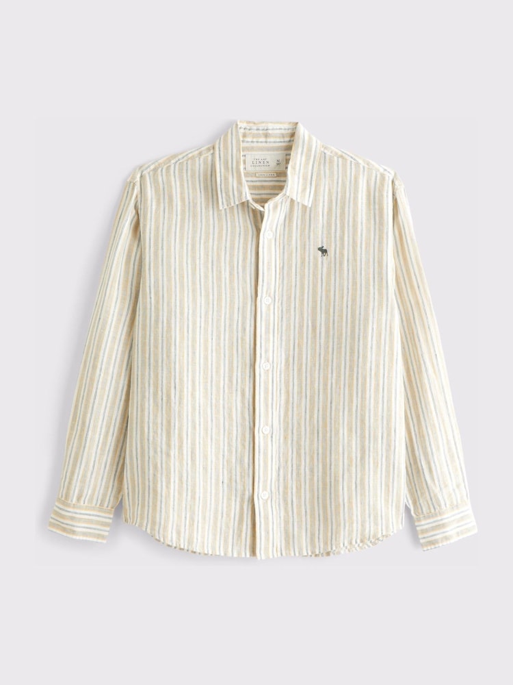 Abercrombie & Fitch Yellow Icon Linen Collared Shirt - Image 5 of 5 Abercrombie & Fitch Yellow Icon Linen Collared Shirt - Image 5 of 5