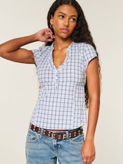 Hollister Blue Icon Henley Shirt - Image 1 of 4