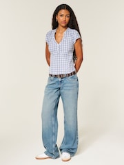 Hollister Blue Icon Henley Shirt - Image 3 of 4