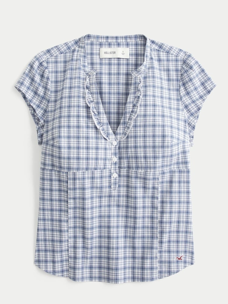 Hollister Blue Icon Henley Shirt - Image 4 of 4