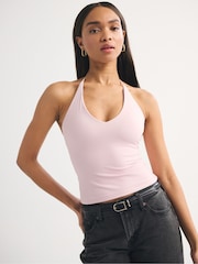 Abercrombie & Fitch Pink Bra Free Snatched Seamless Halter Top - Image 3 of 7
