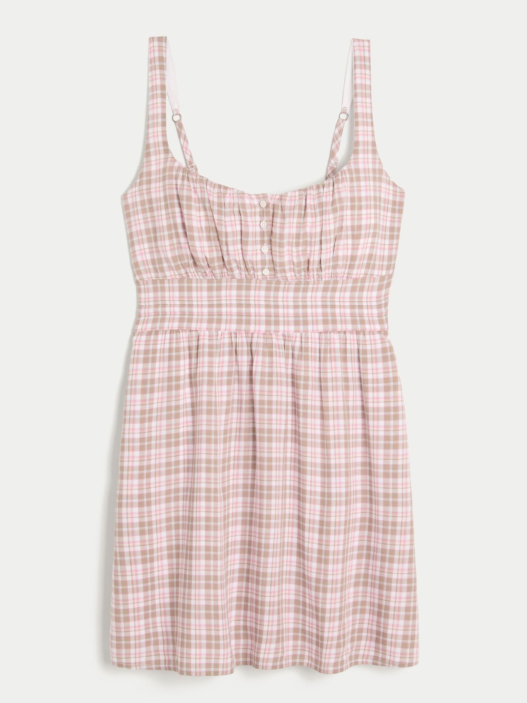 Buy Hollister Pink Gingham Check Babydoll Mini Dress from Next USA
