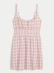 Hollister Pink Gingham Check Babydoll Mini Dress - Image 4 of 4