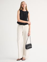 Abercrombie & Fitch Black Embroidered Tie Back Shell Blouse - Image 3 of 7