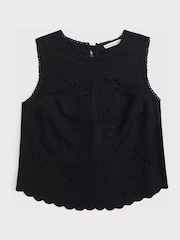 Abercrombie & Fitch Black Embroidered Tie Back Shell Blouse - Image 6 of 7