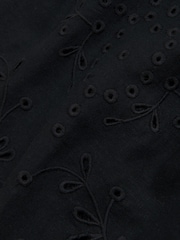 Abercrombie & Fitch Black Embroidered Tie Back Shell Blouse - Image 7 of 7