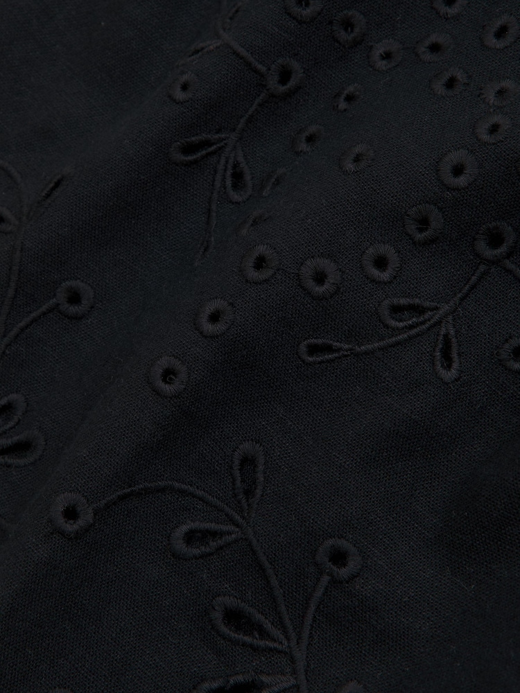 Abercrombie & Fitch Black Embroidered Tie Back Shell Blouse - Image 7 of 7