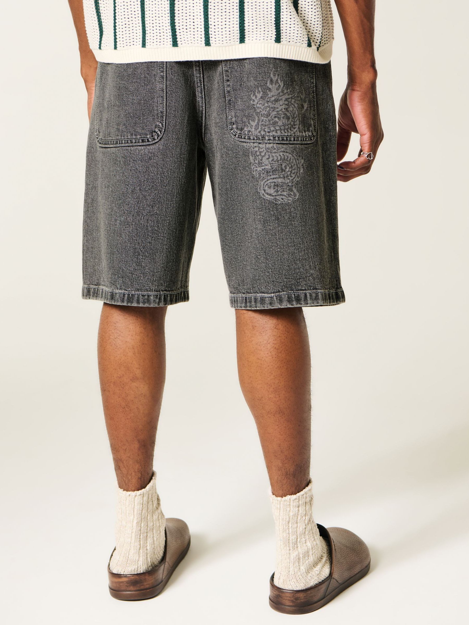 Buy Hollister Washed Grey Baggy Shorts from Next USA
