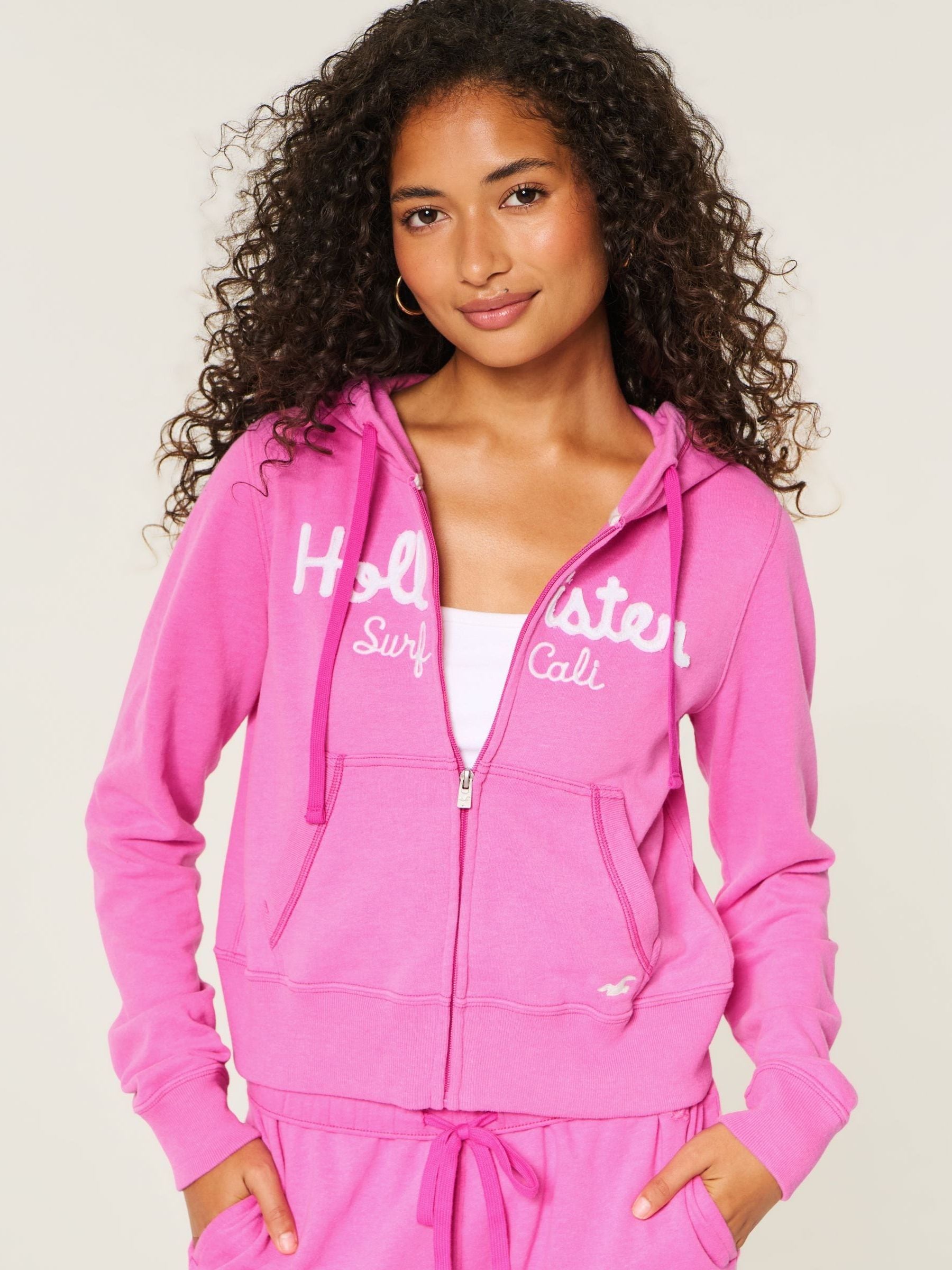 Buy Hollister Pink Heritage Logo Shrunken Hoodie from Next USA