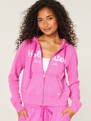 Hollister Pink Heritage Logo Shrunken Sweat Top - Image 1 of 4