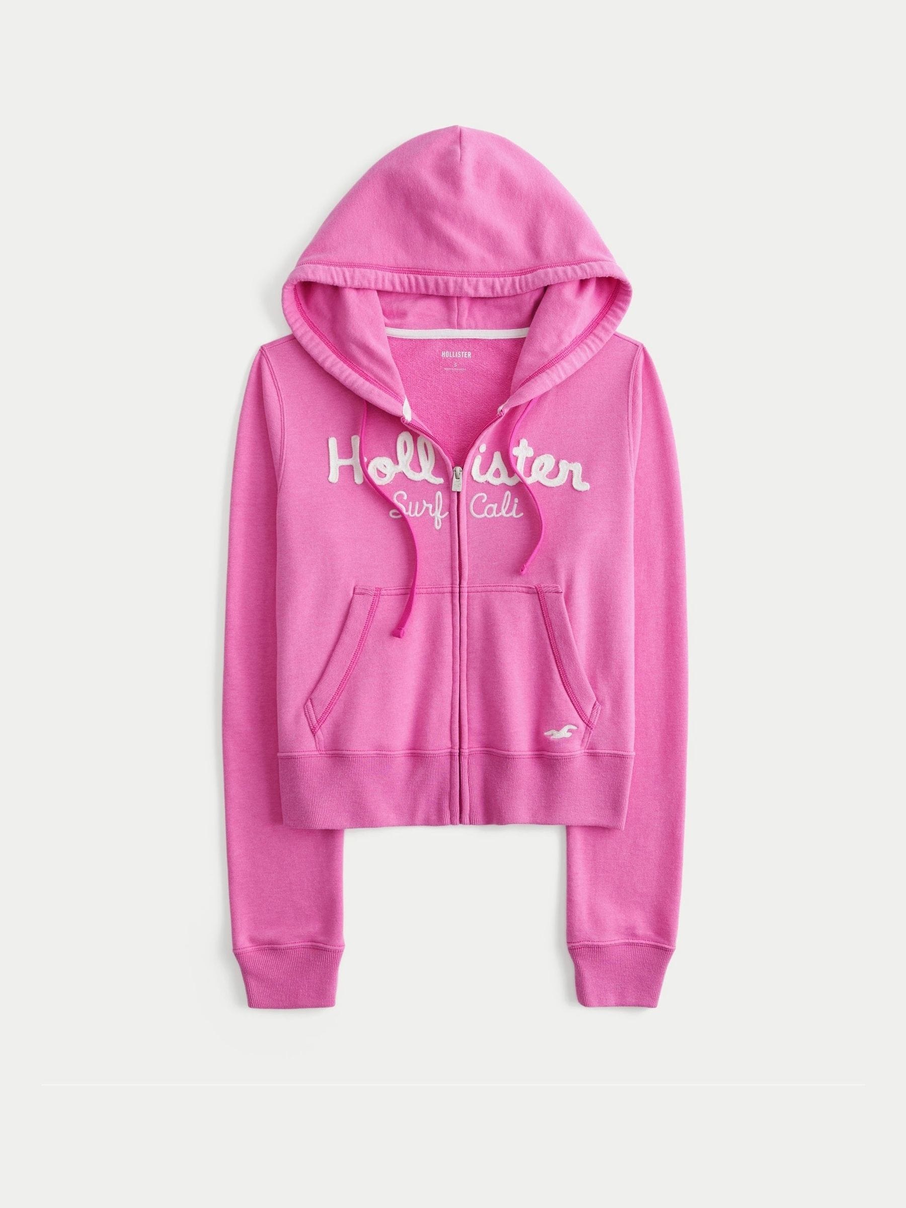 Buy Hollister Pink Heritage Logo Shrunken Hoodie from Next USA