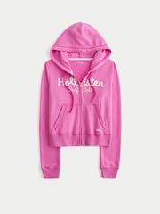 Hollister Pink Heritage Logo Shrunken Sweat Top - Image 4 of 4