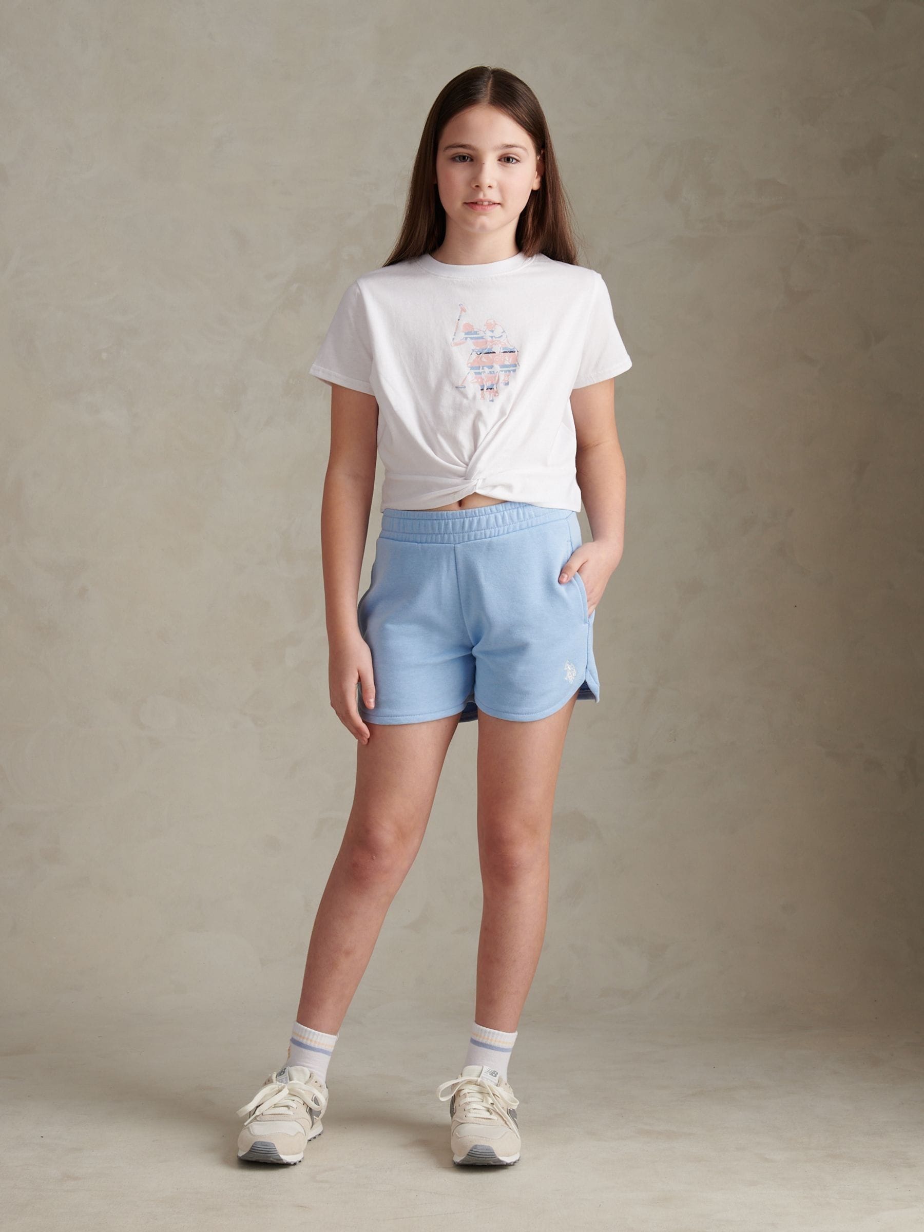 Buy U.S. Polo Assn Blue Twist Front Graphic T-Shirt & Shorts Set