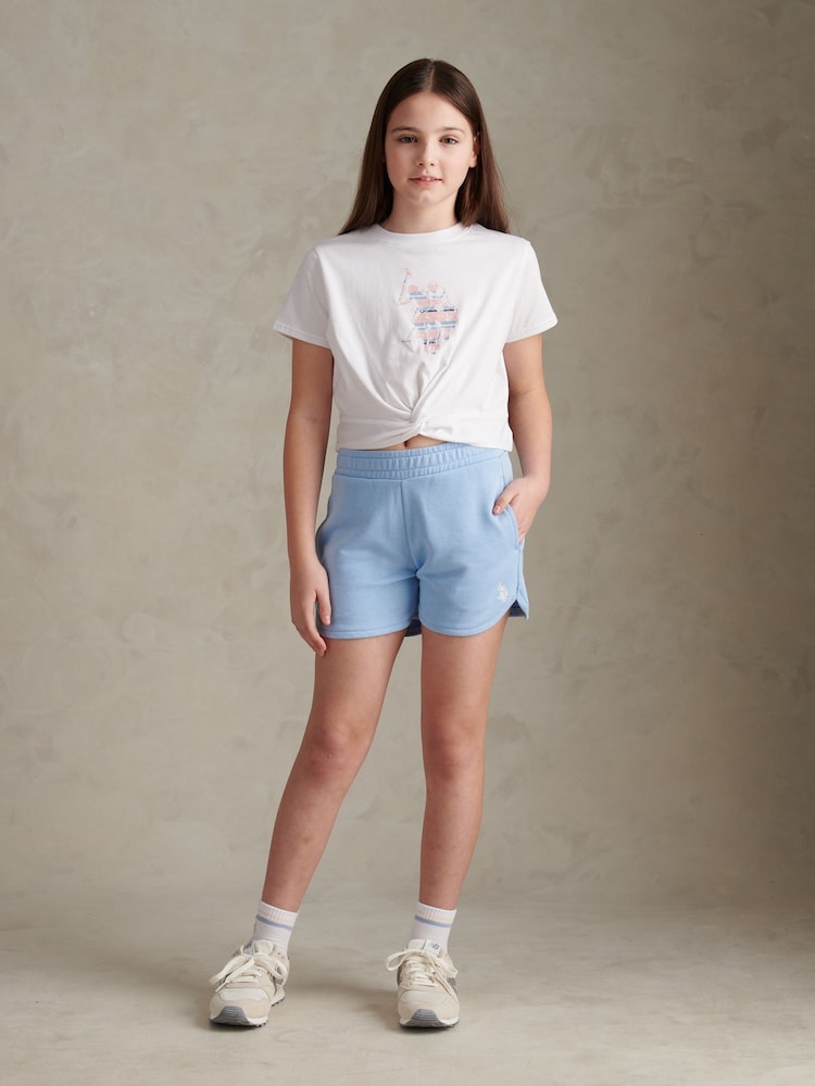U.S. Polo Assn Blue Twist Front Graphic T-Shirt & Shorts Set - Image 1 of 11