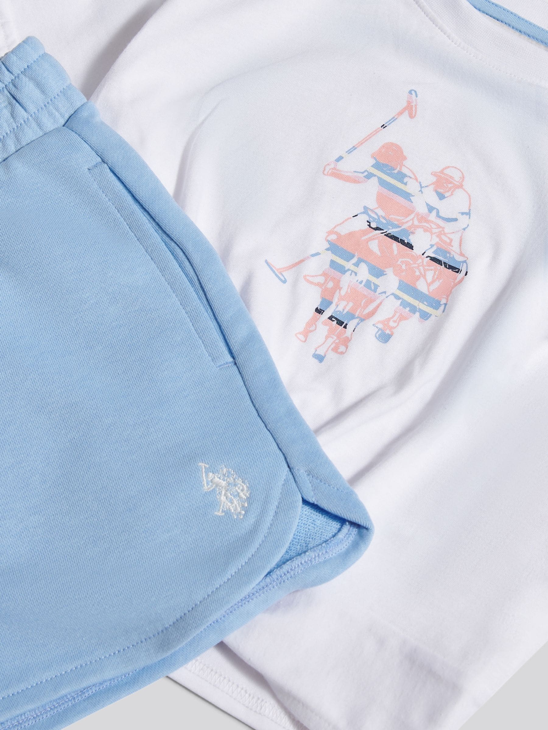 Buy U.S. Polo Assn Blue Twist Front Graphic T-Shirt & Shorts Set