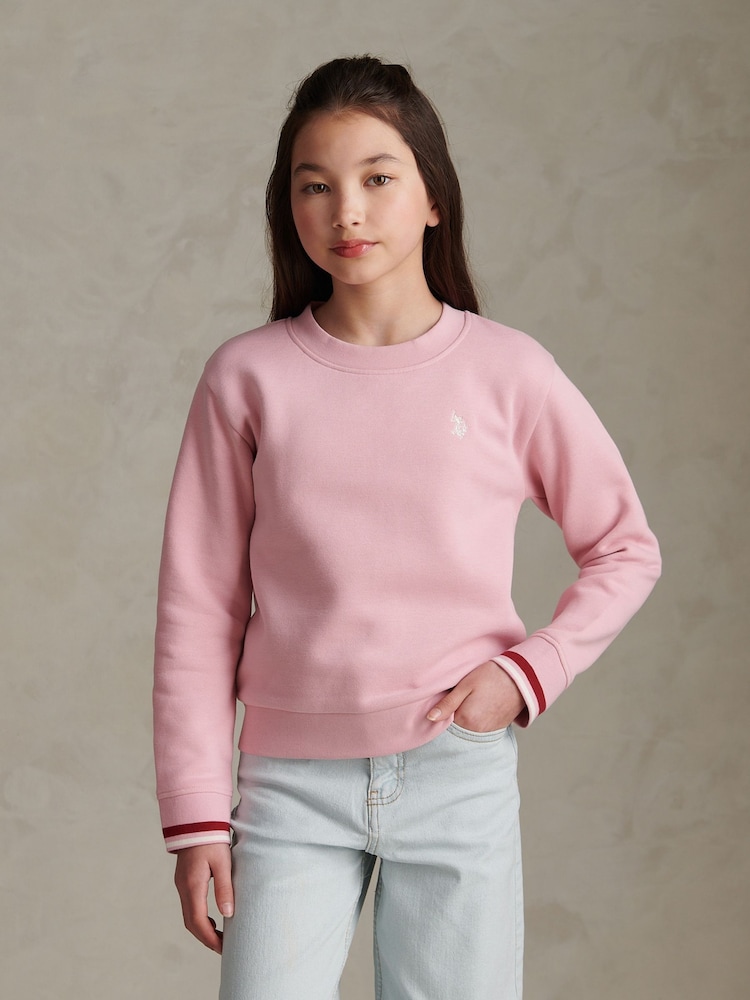 U.S. Polo Assn Pink DHM Logo Crew Sweat Top - Image 1 of 7 U.S. Polo Assn Pink DHM Logo Crew Sweat Top - Image 1 of 7