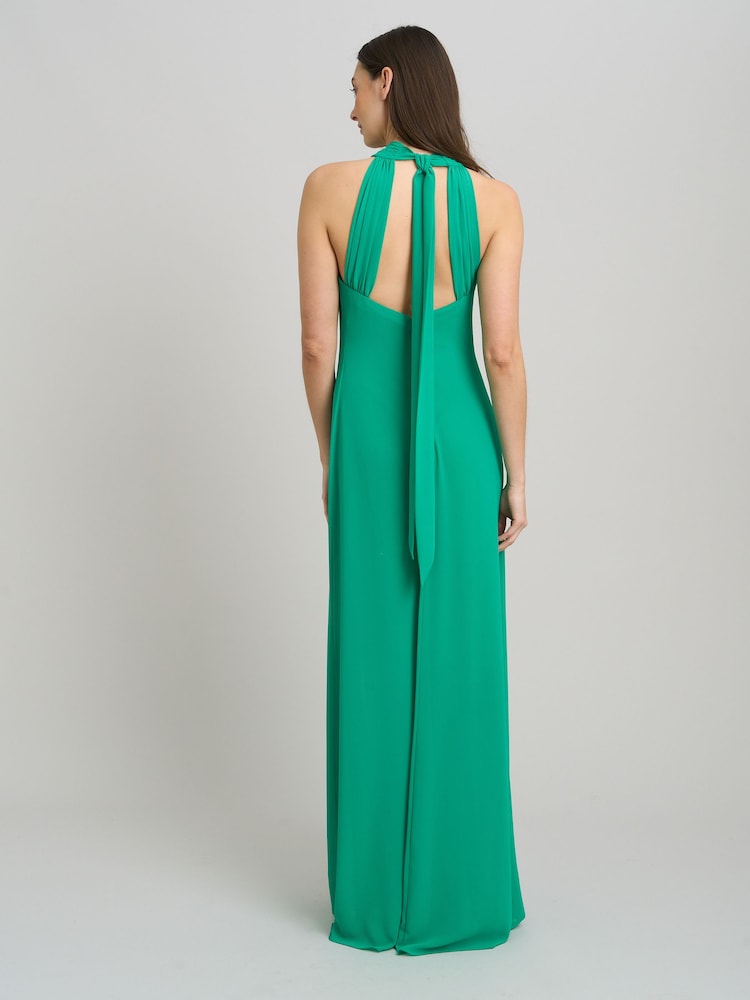 Gina Bacconi Green Marcie Chiffon Tie Neck Maxi Dress - Image 2 of 6 Gina Bacconi Green Marcie Chiffon Tie Neck Maxi Dress - Image 2 of 6