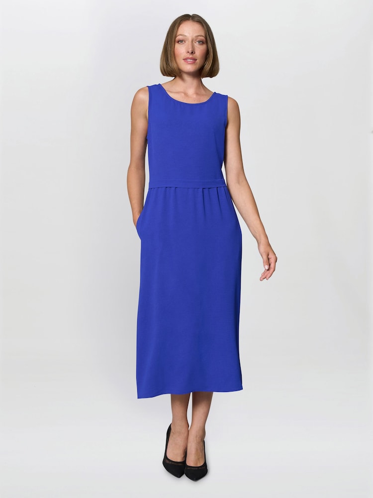 Gina Bacconi Blue Xena Sleeveless Midi Dress - Image 1 of 5 Gina Bacconi Blue Xena Sleeveless Midi Dress - Image 1 of 5