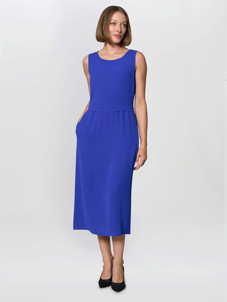 Gina Bacconi Blue Xena Sleeveless Midi Dress - Image 2 of 5 Gina Bacconi Blue Xena Sleeveless Midi Dress - Image 2 of 5