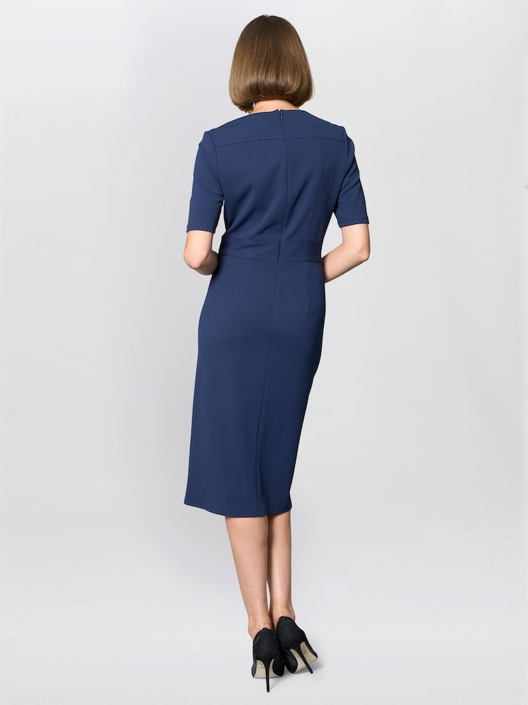 Gina Bacconi Blue Everley Tailored Belted Dress - Image 2 of 6 Gina Bacconi Blue Everley Tailored Belted Dress - Image 2 of 6