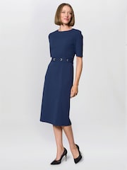 Gina Bacconi Blue Everley Tailored Belted Dress - Image 3 of 6