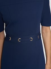 Gina Bacconi Blue Everley Tailored Belted Dress - Image 4 of 6