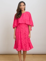 Gina Bacconi Milly Jacquard Metallic Thread Dress - Image 1 of 7