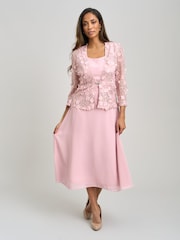 Gina Bacconi Patty Embellished Lace Jacket And Chiffon Midi Dress - Image 3 of 7