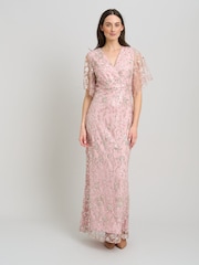 Gina Bacconi Pink Myla Beaded Maxi Dress - Image 1 of 5