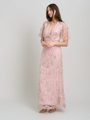 Gina Bacconi Pink Myla Beaded Maxi Dress - Image 3 of 5
