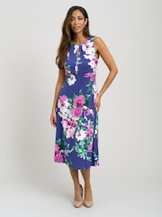 Gina Bacconi Mary Ann Sleeveless Keyhole Print Midi Dress - Image 1 of 7