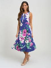 Gina Bacconi Mary Ann Sleeveless Keyhole Print Midi Dress - Image 3 of 7