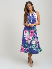 Gina Bacconi Mary Ann Sleeveless Keyhole Print Midi Dress - Image 5 of 7